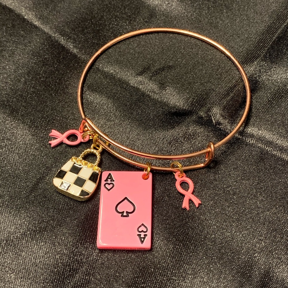 Breast cancer inspired Charm bangle